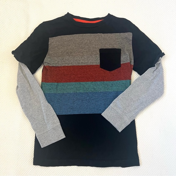 ✅ Gap Kids Black Grey Long Sleeve Layered T-Shirt XXL B6/11 - Picture 1 of 8